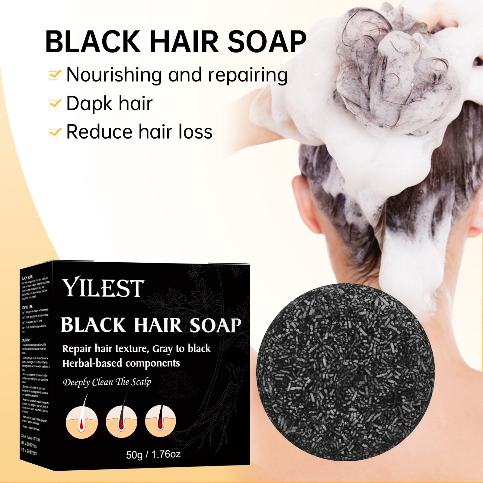 Natural Herbal Hair Soap 50g,  - Hair Care Natural Ingredients recension och pris