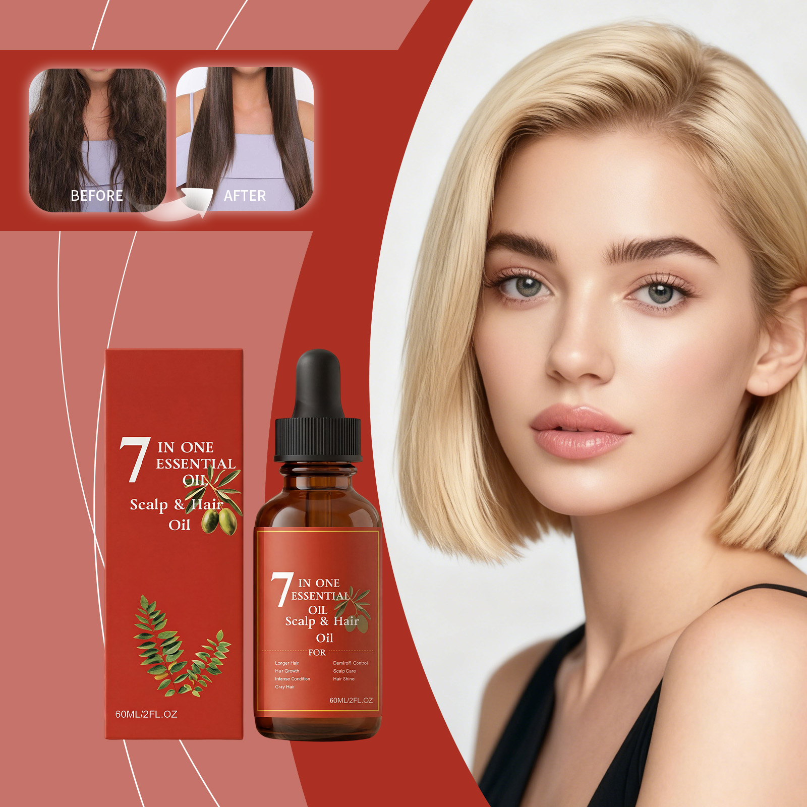 7-in-1 Hair Essential Oil 60ml - Hair Care Olive Oil recension och pris