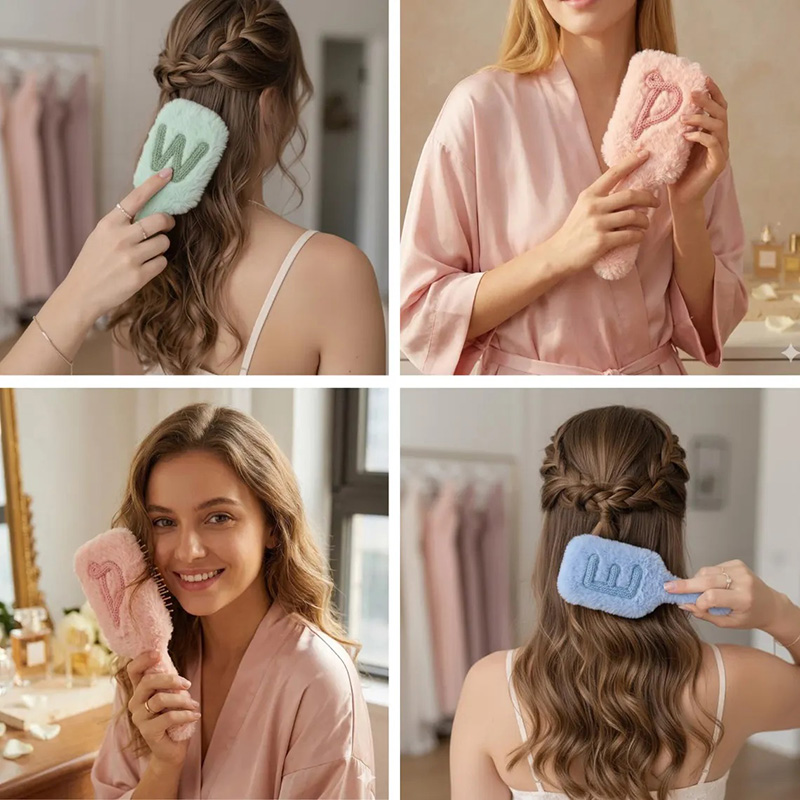 Custom Plush Hairbrush Knitted - Hair Care Gift recension och pris